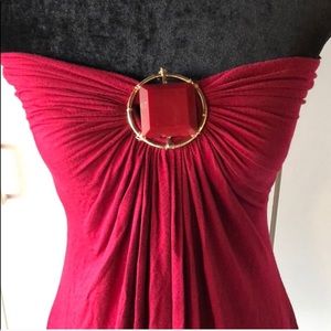 Sky Strapless Minidress with red Stone in bustier